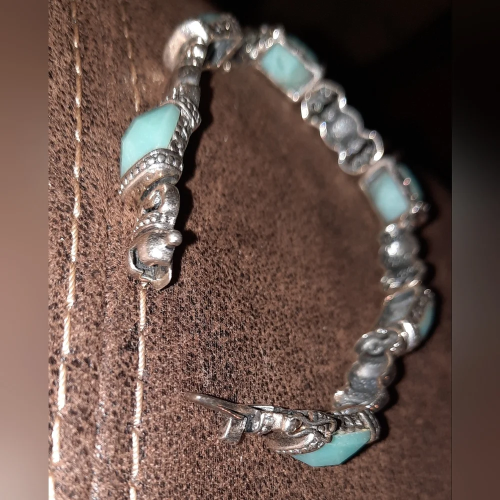 Signed 925 gemstone link bracelet with vintage safety clasp sterling